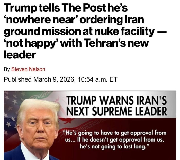  Tramp AQSh Erondagi yadroviy ob’ektga qo‘shin yuborishiga “hali juda erta”, degan fikrda — The New York Post 