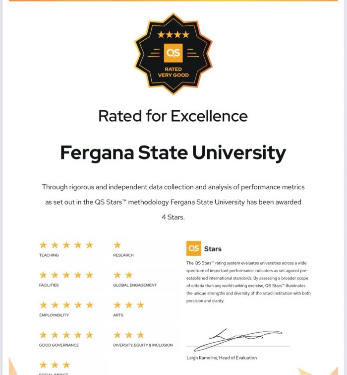 Фарғона давлат университети — халқаро майдонда тан олинган нуфузли олий таълим маскани