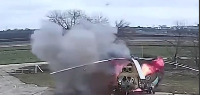 Dnestbo‘yidagi harbiy qismda turgan Mi-8 vertolyotiga kamikadze-dron bilan hujum qilindi