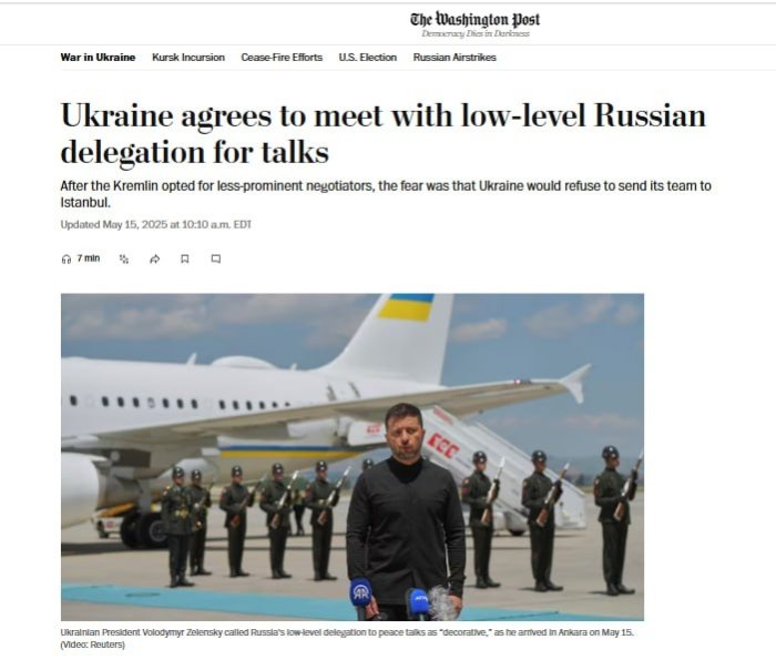 WP: Ғарб Зеленскийга Путинсиз музокараларга ҳам Истанбулга делегация юборишни тавсия қилди WP: Ғарб Зеленскийга Путинсиз музокараларга ҳам Истанбулга делегация юборишни тавсия қилди
