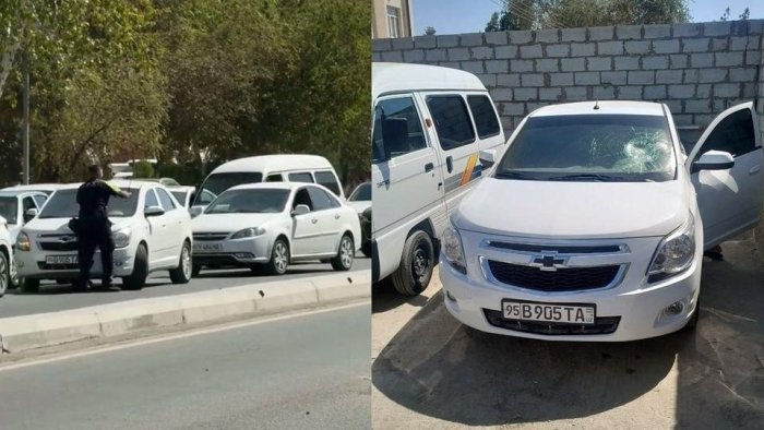 Urganchda YPX inspektori “Cobalt” avtomobilining oynasini sindirdi