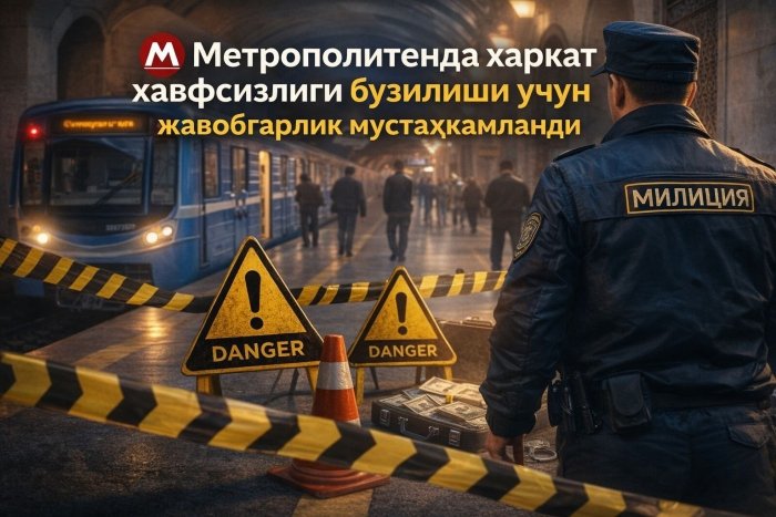 Метрополитенда ҳаракат хавфсизлиги бузилиши учун жавобгарлик кучайтирилади