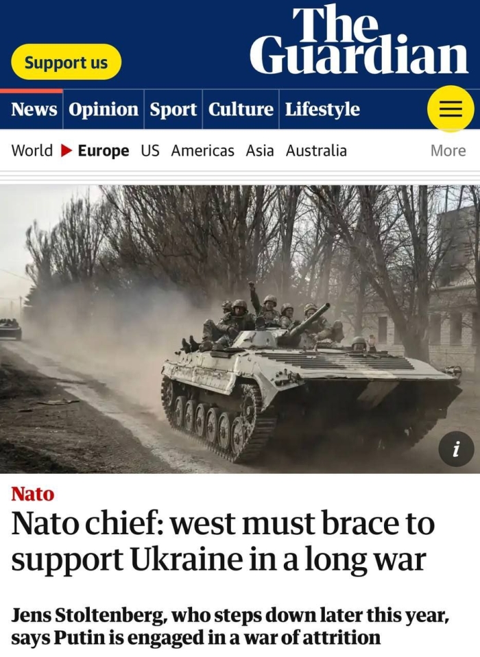 NATO Bosh kotibi G‘arbni Ukrainadagi uzoq davom etadigan mojaroga tayyorlanishga chaqirdi