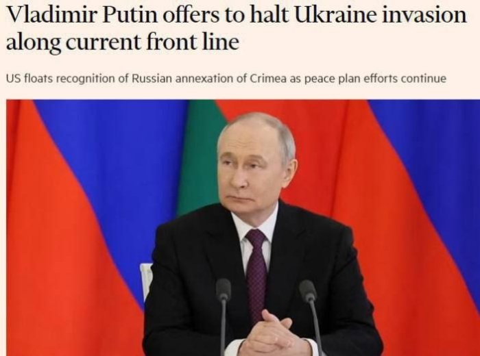 Путин АҚШга жанговар ҳаракатларни ҳозирги фронт чизиғида музлатишни таклиф қилган