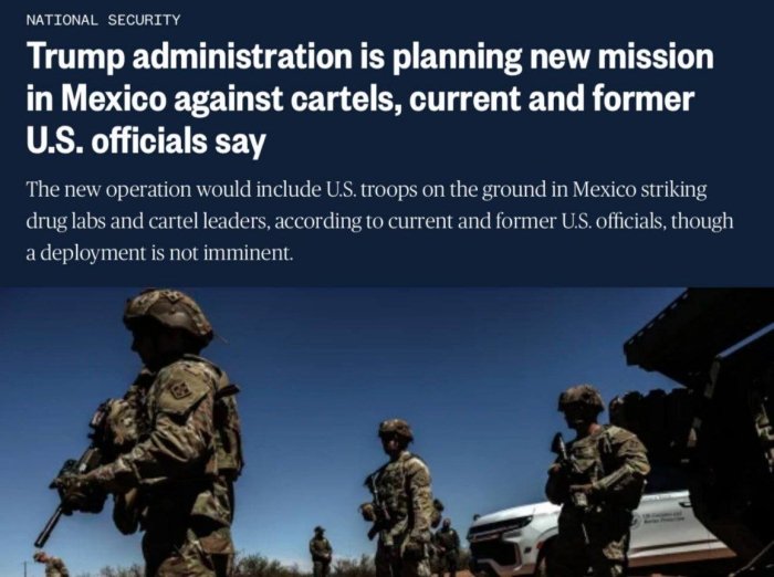  АҚШ Мексикадаги наркокартелларга қарши ҳарбий операция тайёрламоқда — NBC News 