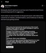 Ароқчи ҳаммаси Нетаняху айтгандек кетмаётганини маълум қилди 