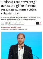 “Зарғалдоқ сочли инсонлар келажакда бутун дунёда кўпчиликни ташкил этиши мумкин”