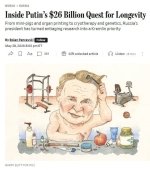 Putin abadiy yoshlik siri uchun 26 mlrd dollarlik maxfiy loyiha boshlagani ma’lum bo‘ldi