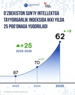 O‘zbekiston Sun’iy intellektga tayyorgarlik indeksida ikki yilda 25 pog‘onaga yuqoriladi