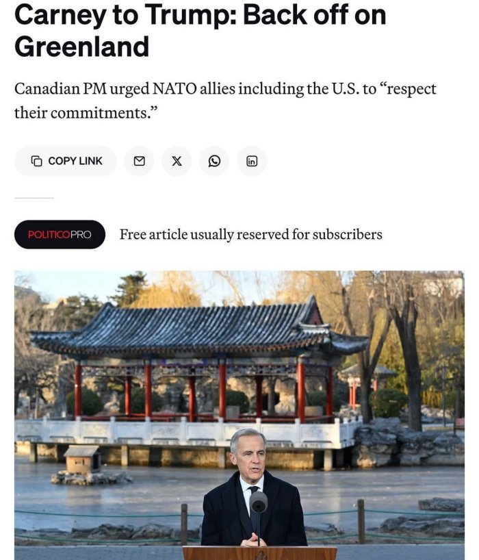 Канада бош вазири Трампни Гренландиягаа даъволардан воз кечишга чақирди