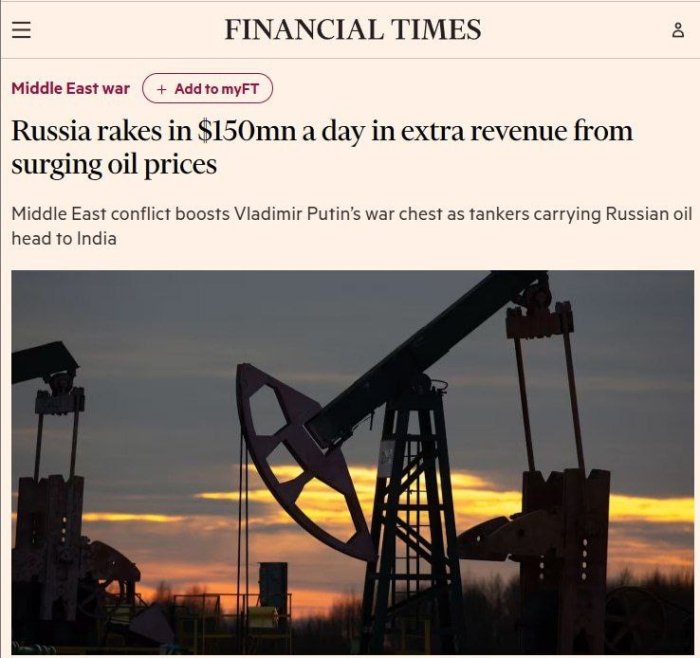 Rossiya kuniga qo‘shimcha $150 mln.gacha daromad olmoqda