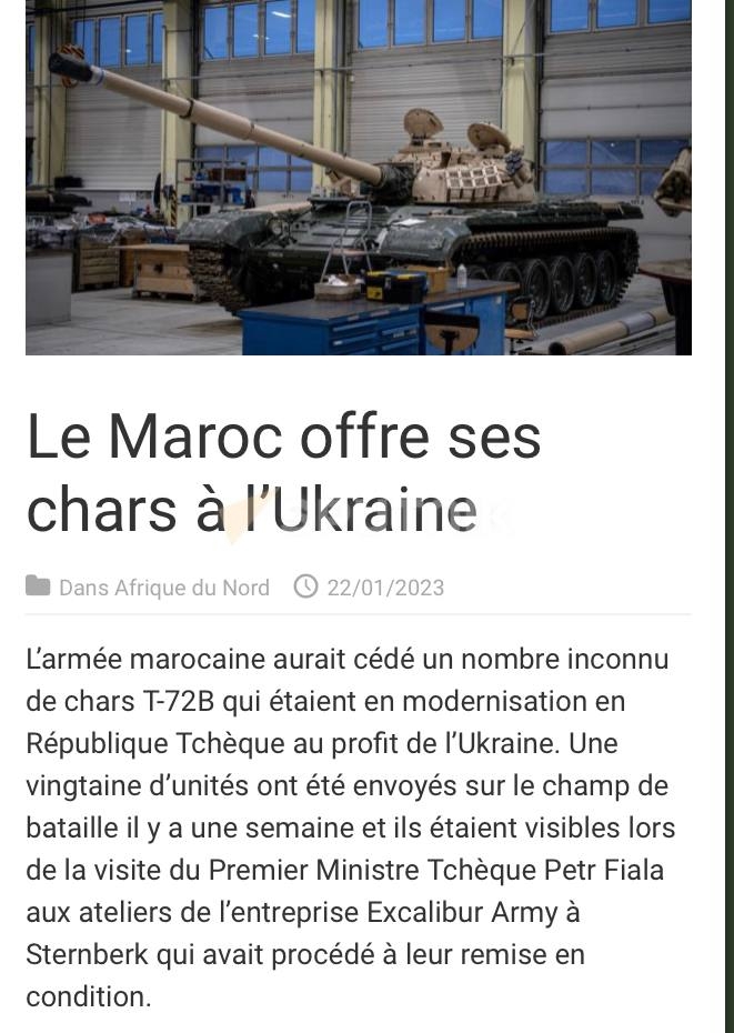 Marokash Ukrainaga T-72B tanklarini topshirdi