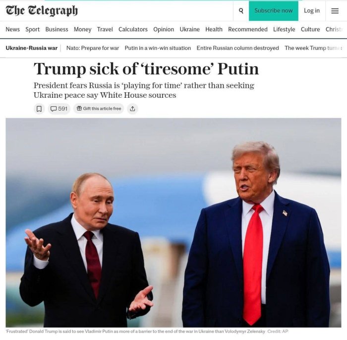 Трамп Путиннинг ўйинларидан чарчаган