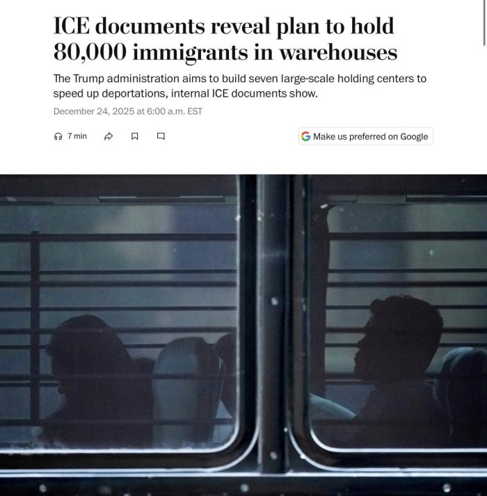 Tramp ma’muriyati 80 ming nafar migrantni sanoat omborlarida saqlashni rejalashtirmoqda