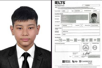 Тошкентда мактаб ўқувчиси IELTS дан 8 баллик сертификатга эга бўлди