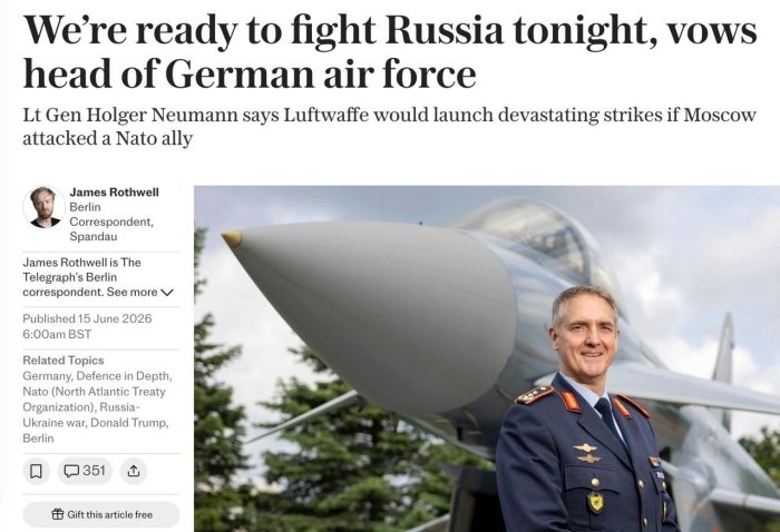 Agar Rossiya NATO a’zosiga hujum qilsa, Kaliningrad va Sankt-Peterburgga aviazarbalar beriladi
