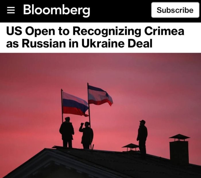  Bloomberg: Трамп маъмурияти тинчлик келишувига эришиш эвазига Қримни Россияга тегишли деб тан олишга тайёр